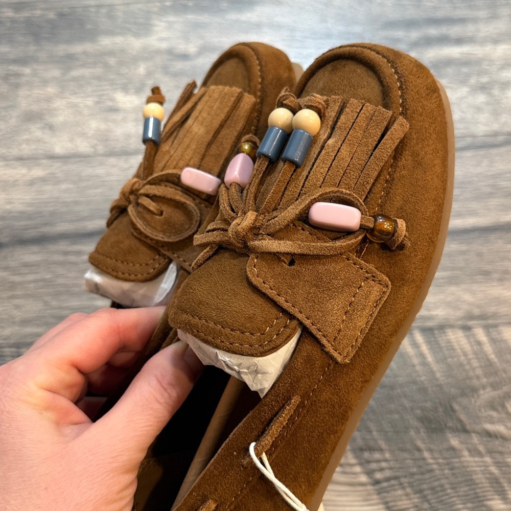 Zara beaded loafers shoes brown size 2 girls new